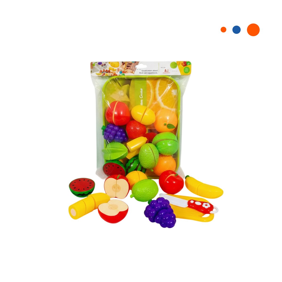 PACK4 DISENO COCINA DE FRUTAS PARA CORTAR CON BANDEJA Y TABLA PARA PICAR Y+PAPEL REGALO - 3