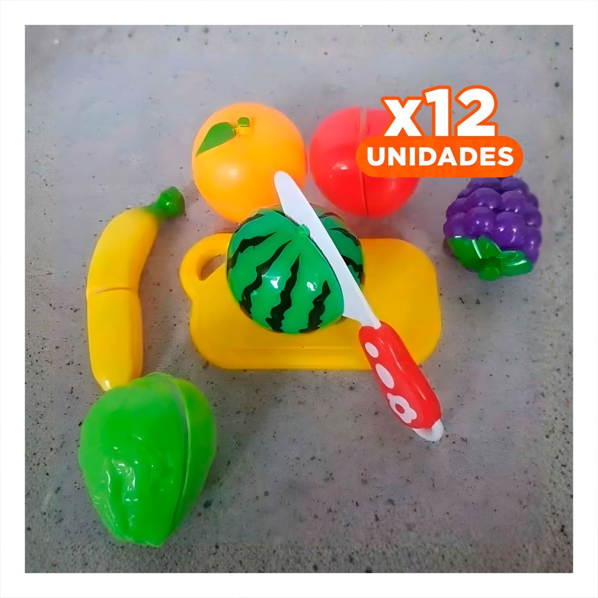 PACK12 ELEMENTO DE FRUTAS PARA CORTAR DIDACTICO CON TABLA PARA PICAR Y JUEGO - 1