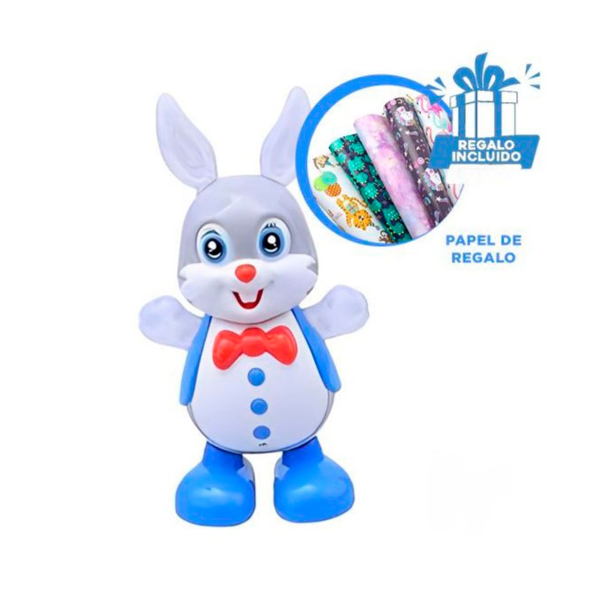 OBJETO MUSICAL CONEJO INTERACTIVO CON LUCES LED DIVERSION FESTIVA PARA CASA Y+REGALO STICKER - 1
