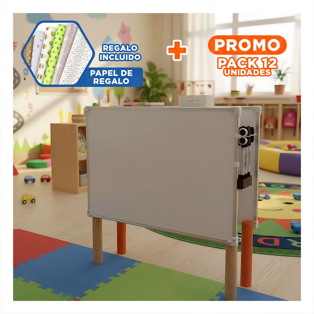 PACK12 FORMATO BLANCO 25X35CM CON BORDE METAL PARA RECORDATORIOS DIARIOS Y+PAPEL REGALO - 1