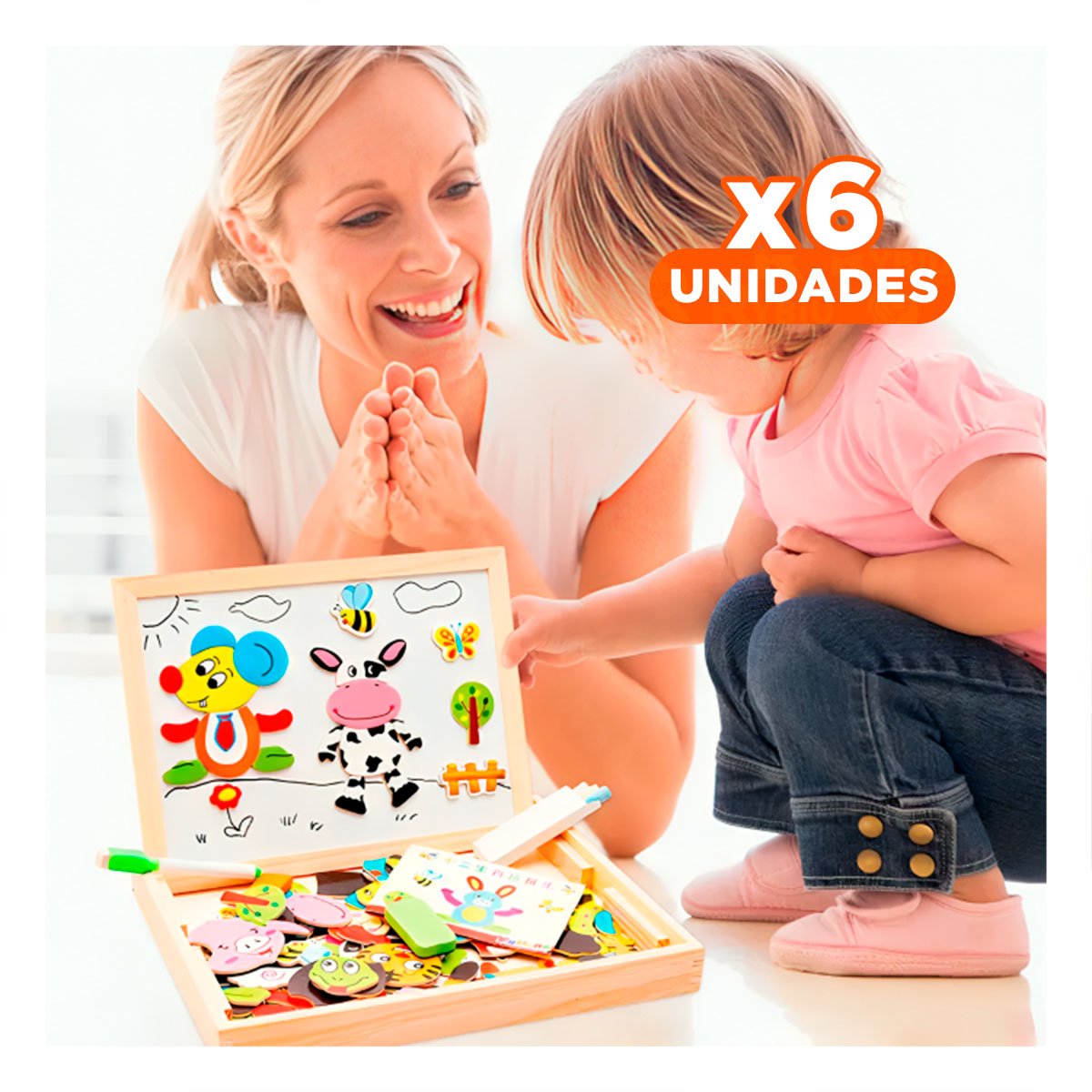 PACK6 SUPERFICIE MAGNETICA DE ANIMALES EDUCATIVA 2 EN 1 MULTICOLOR PARA JUEGOS Y+REGALO STICKER - 1