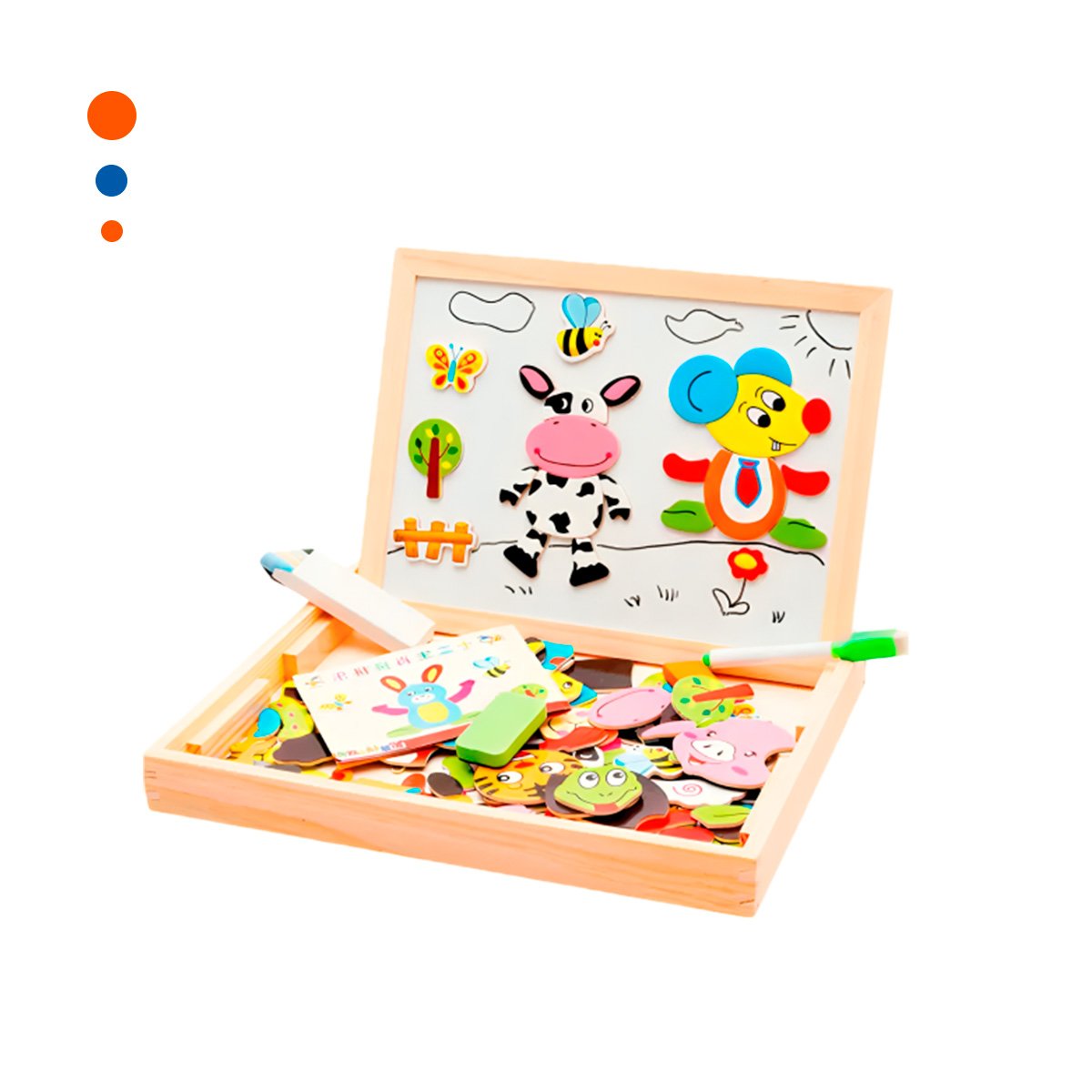 PANEL MAGNETICO DE ANIMALES EDUCATIVO 2 EN 1 MULTICOLOR PARA APRENDIZAJE Y+PAPEL REGALO - 1