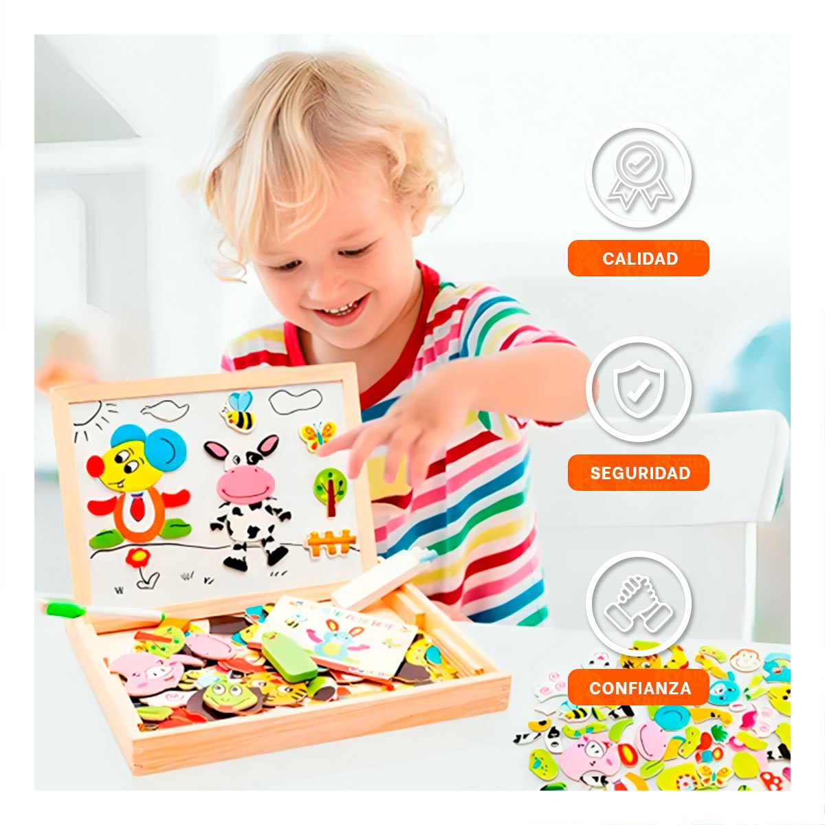 PANEL MAGNETICO DE ANIMALES EDUCATIVO 2 EN 1 MULTICOLOR PARA APRENDIZAJE Y+PAPEL REGALO - 3