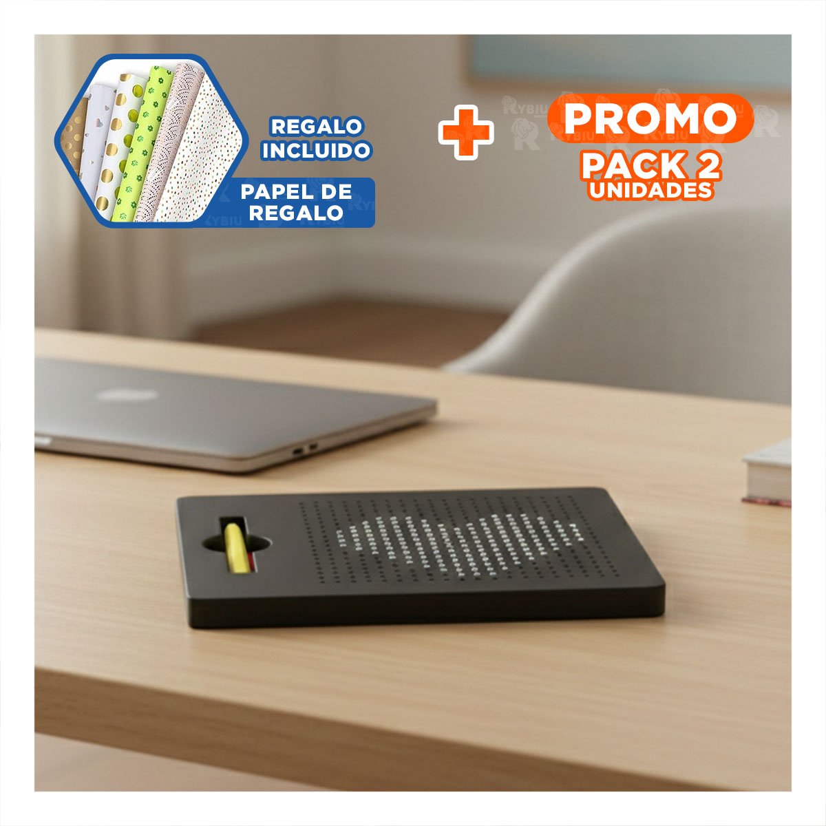 PACK2 AREA VISUAL MAGNETICA NEGRA PARA ORGANIZAR EN CASA Y OFICINA YPAPEL REGALO - 1