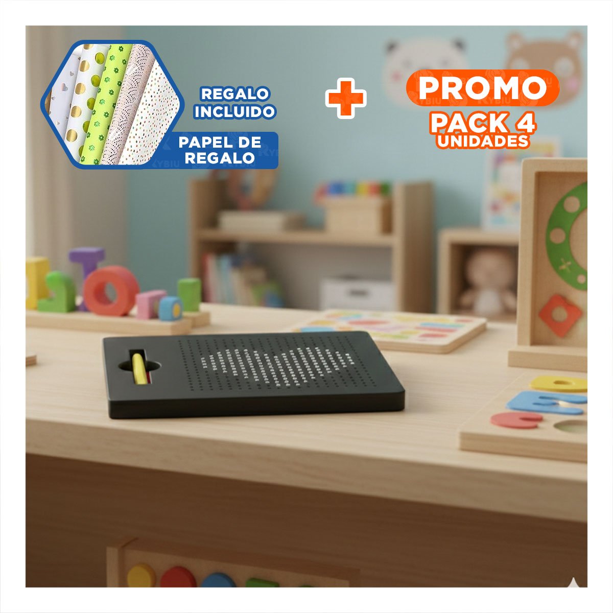 PACK4 PLANO VISUAL MAGNETICO NEGRO PARA USO DIARIO EN OFICINA YPAPEL REGALO - 1