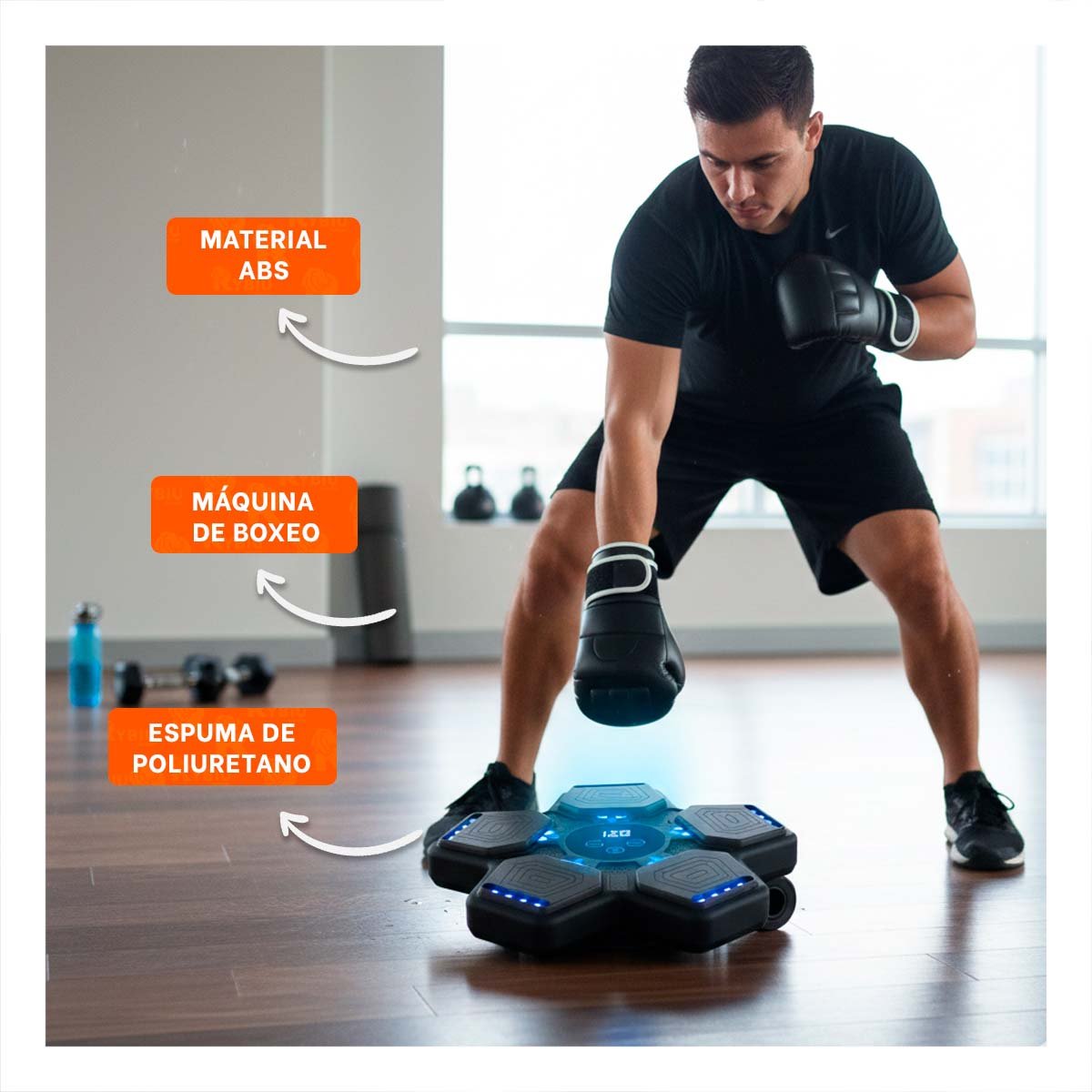 PACK2 SISTEMA DEPORTIVO DE BOXEO MUSICAL INTERACTIVO CON GUANTES PARA HOGAR - 5