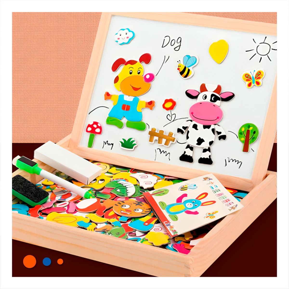 PANEL MAGNETICO DE ANIMALES DIDACTICO 2 EN 1 MULTICOLOR PARA NINOS EN FAMILIA Y+REGALO STICKER - 2