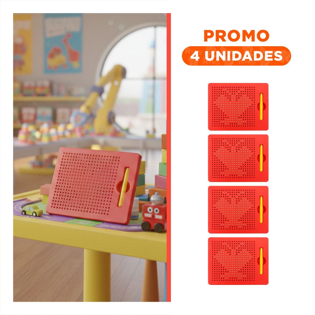 PACK4 BASE VISUAL MAGNETICA ROJA PARA ORGANIZACION EN CASA YREGALO STICKER - 1