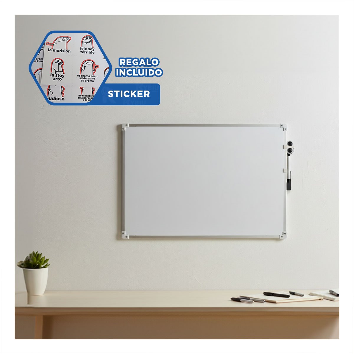 SUPERFICIE BLANCA RESISTENTE 25X35CM CON BORDE METAL PARA USO CONSTANTE Y+REGALO STICKER - 1