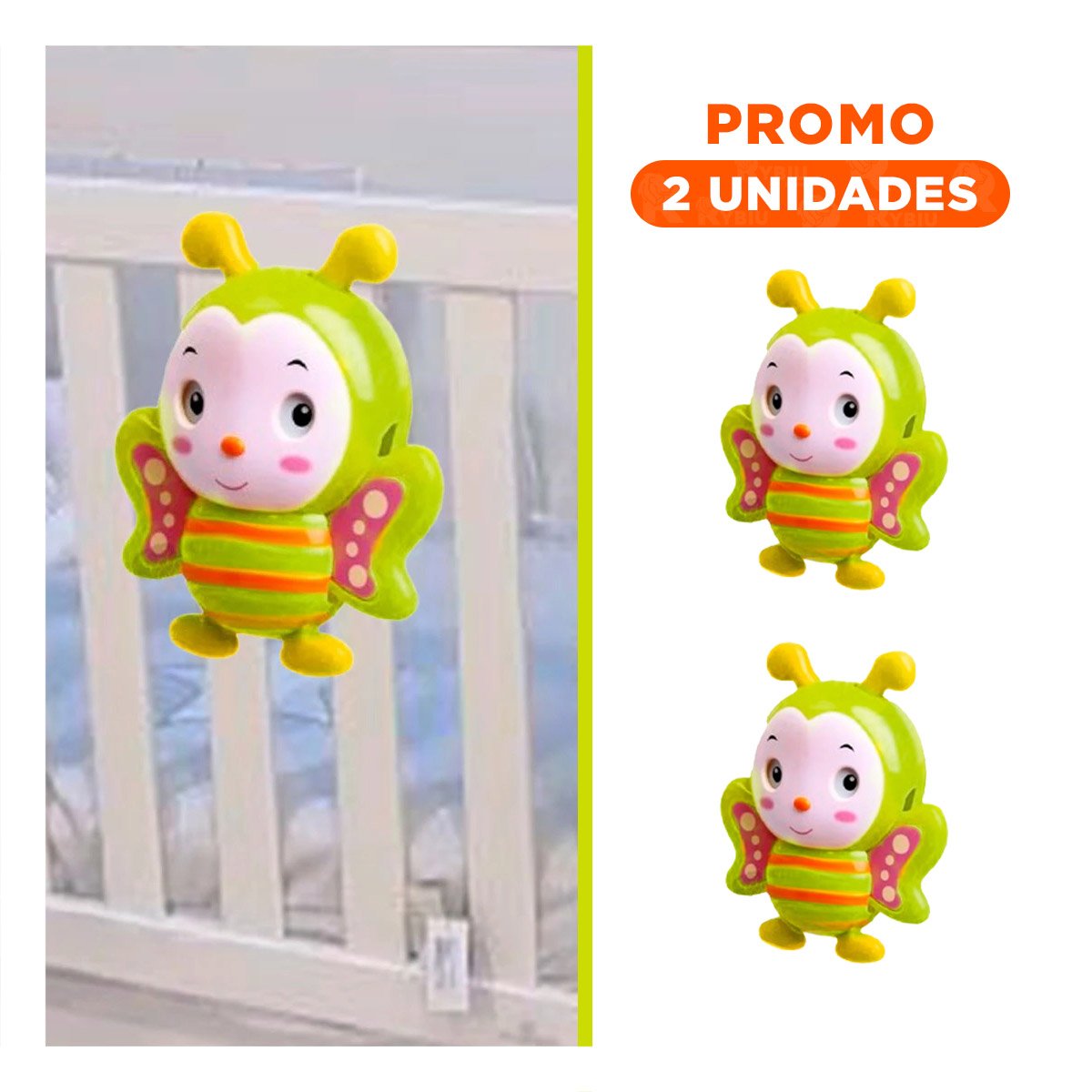 PACK2 OBJETO SONORO ABEJA A CUERDA VERDE LIMON CON SONIDO ARMONIOSO - 1