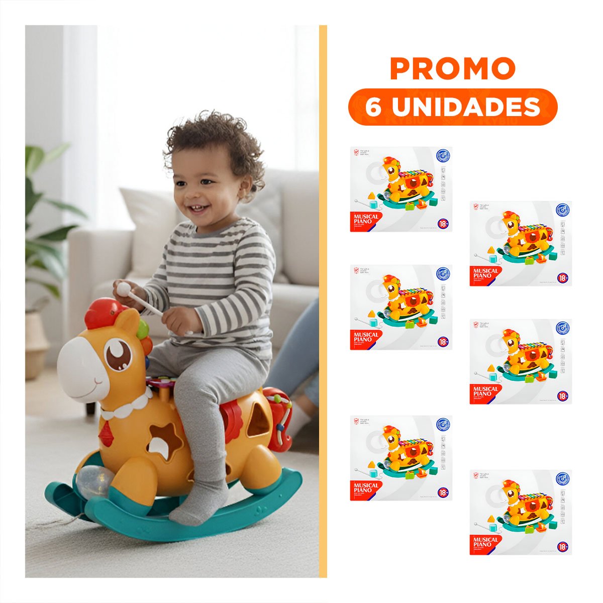 PACK6 CENTRO DE JUEGO MUSICAL ROJO Y AMARILLO CON CABALLO DIDACTICO - 1