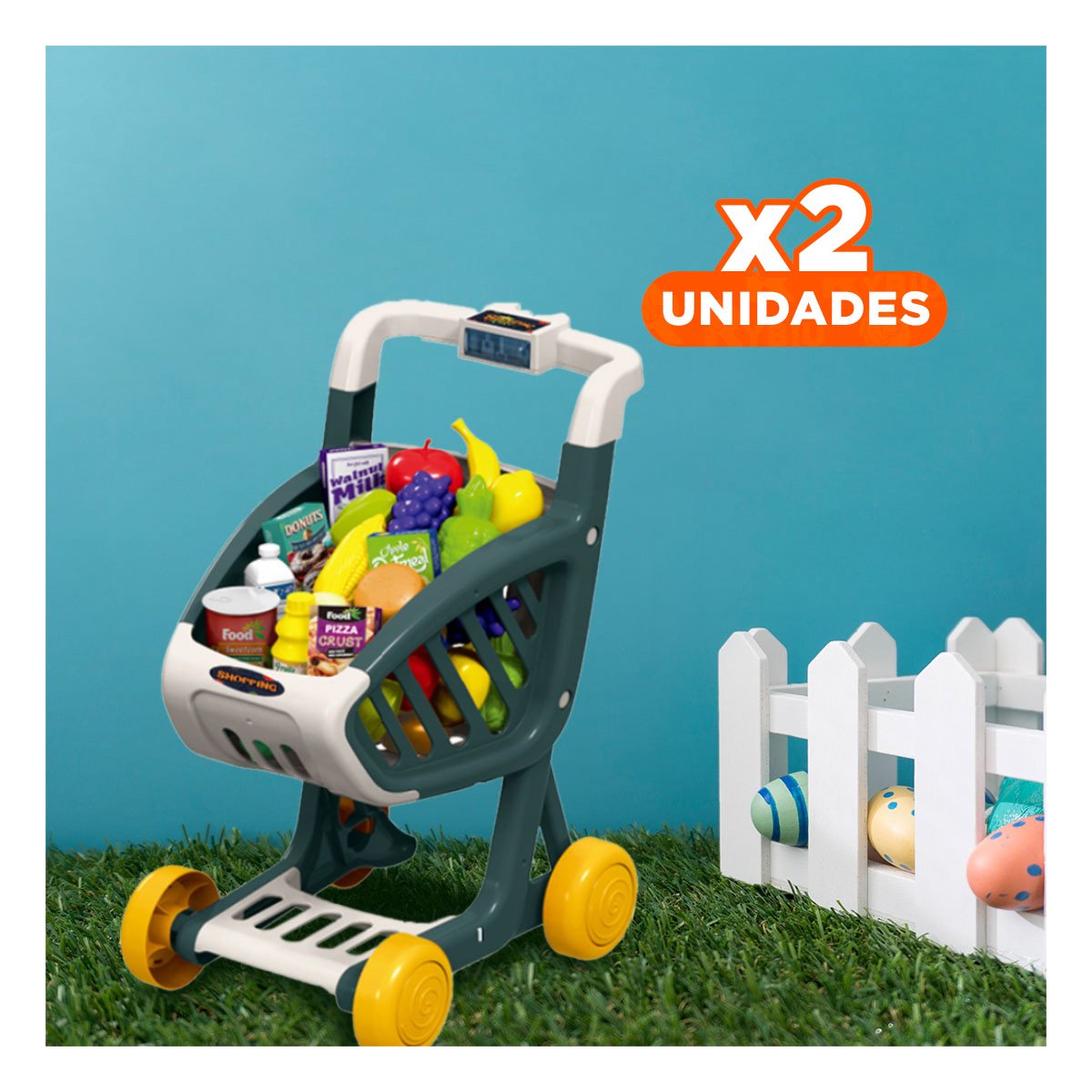 PACK2 JUEGO DE COMPRAS MUSICAL 41 PZS VERDE OSCURO CON SONIDOS Y ACCESORIOS Y+REGALO STICKER - 1