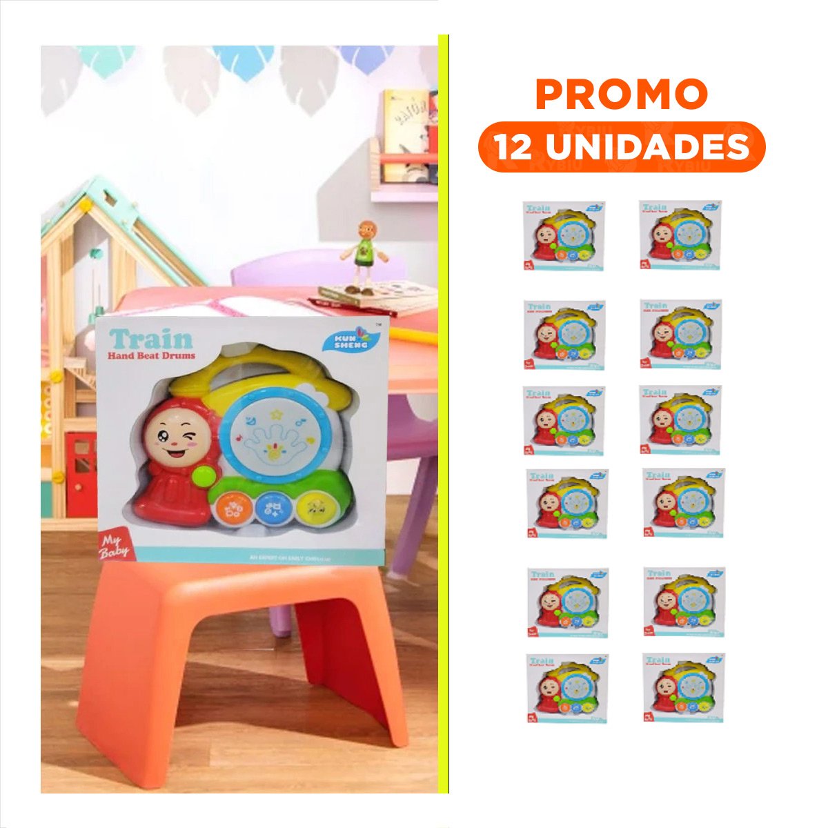 PACK12 SOLUCION MUSICAL TREN CON SONIDO DIVERTIDO PARA JUEGO CREATIVO EN CASA Y+REGALO STICKER - 1