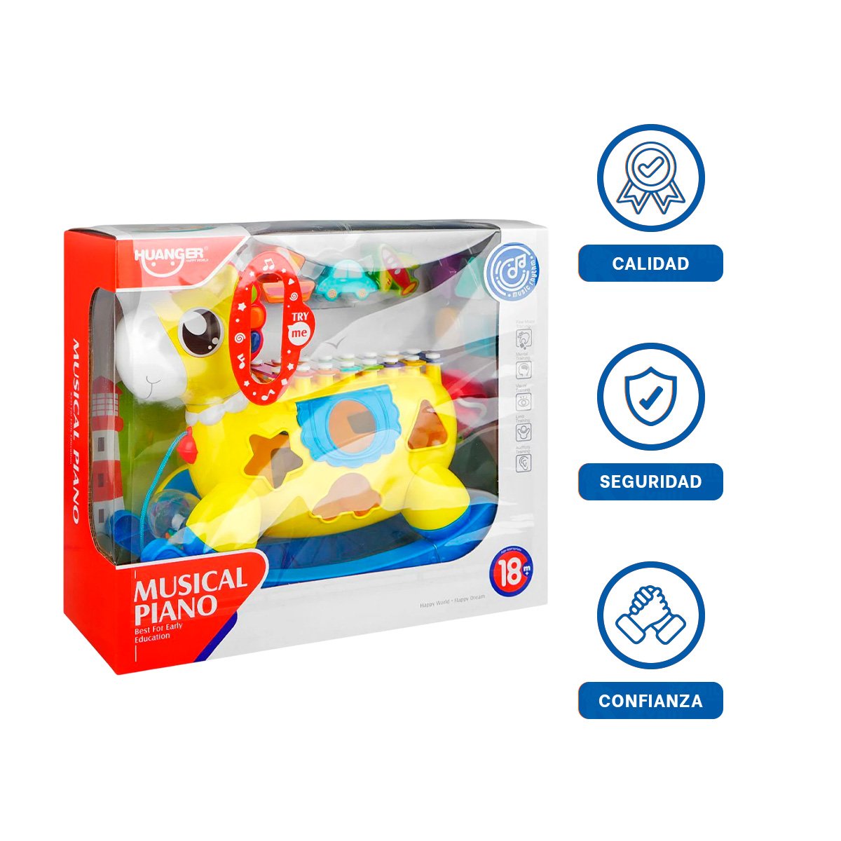PACK6 JUEGO DE APRENDIZAJE MUSICAL AZUL Y AMARILLO CON FIGURA DE CABALLO Y+REGALO STICKER - 2