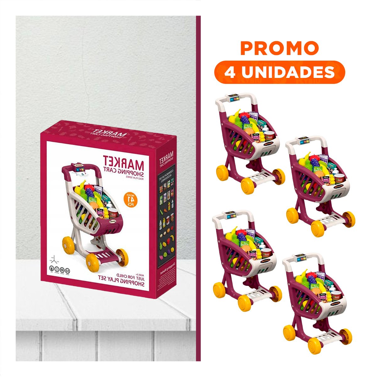 PACK4 MATERIAL PARA COMPRAS INFANTIL 41 PZS GUINDA PARA ESTIMULAR Y+REGALO STICKER - 1
