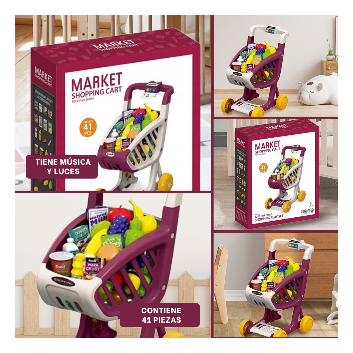 PACK4 MATERIAL PARA COMPRAS INFANTIL 41 PZS GUINDA PARA ESTIMULAR Y+REGALO STICKER - 2