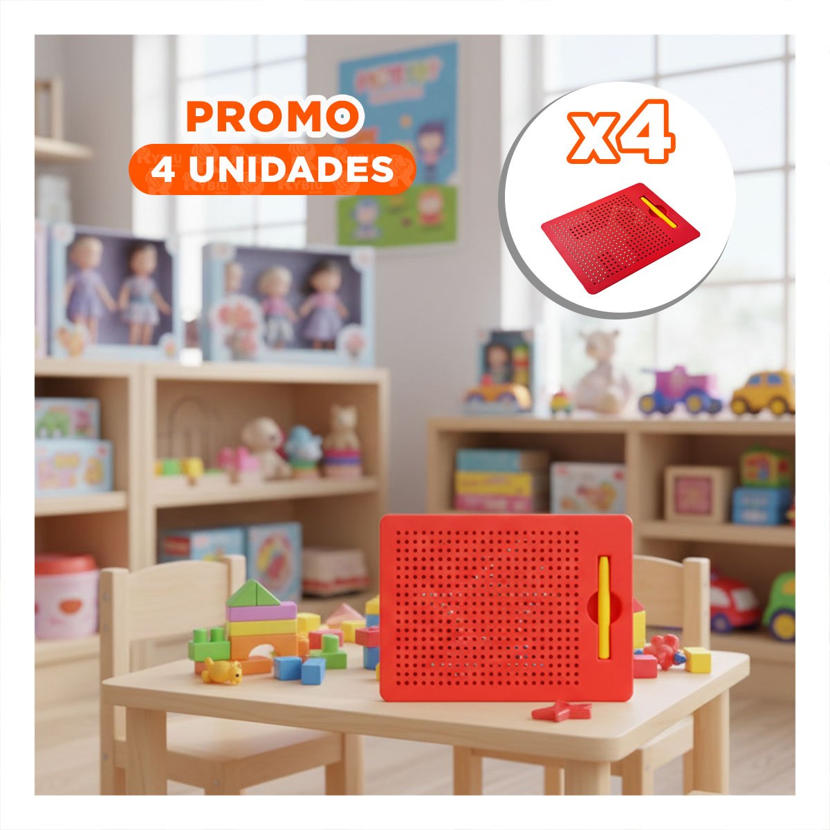 PACK4 ESPACIO VISUAL MAGNETICO ROJO PARA OFICINA HOGAR Y ESTUDIO - 1