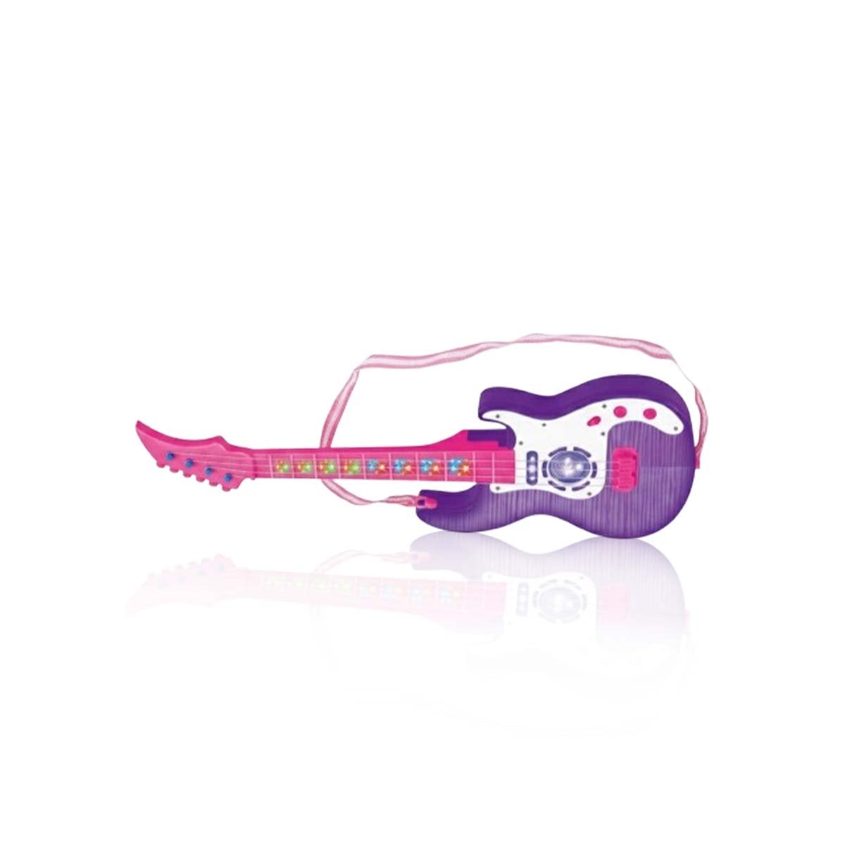 PRODUCTO MUSICAL INFANTIL GUITARRA ROSADO MORADO 53.5CM ESTILO JUGUETE Y+LIGAS REGALO - 3