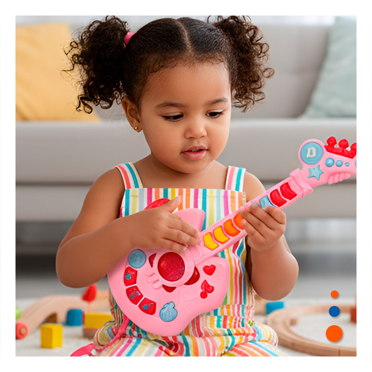 PACK2 SONORA INFANTIL TIPO GUITARRA MANZANA ROSADO Y FUCSIA 37X13CM Y+PAPEL REGALO - 2