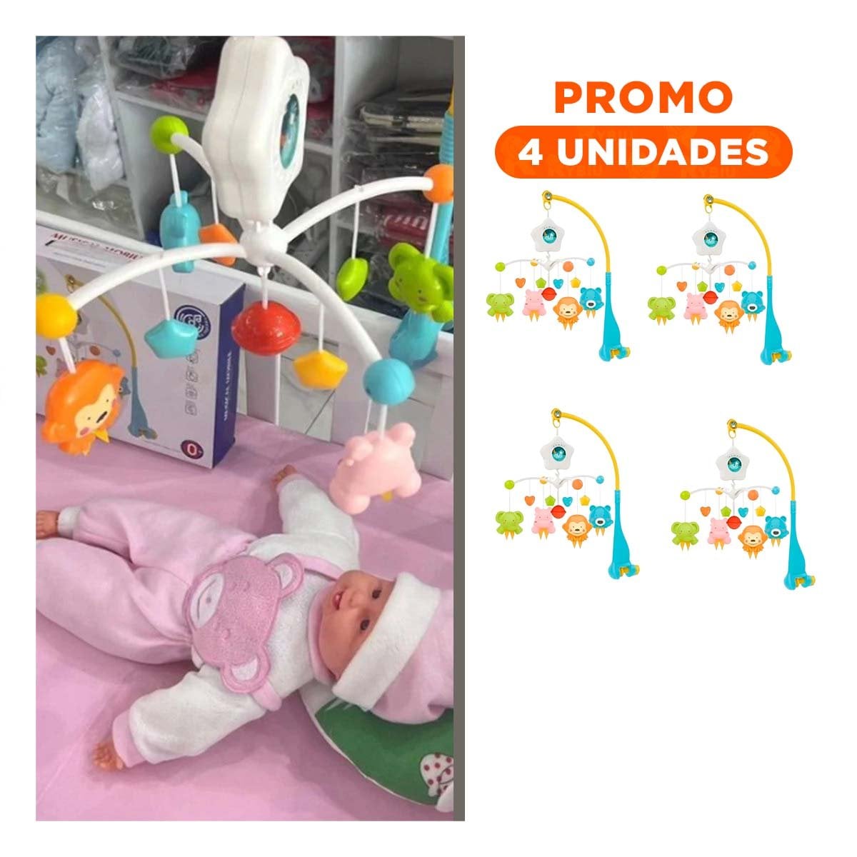 PACK4 ACCESORIO CON SONIDOS PARA CUNA DE BEBES Y LUZ AMBIENTAL Y+REGALO STICKER - 1
