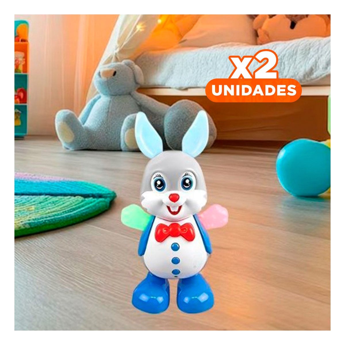 PACK2 FIGURA MUSICAL CONEJO INTERACTIVO CON LUCES LED MOVIMIENTO PARA HOGAR Y+REGALO STICKER - 1