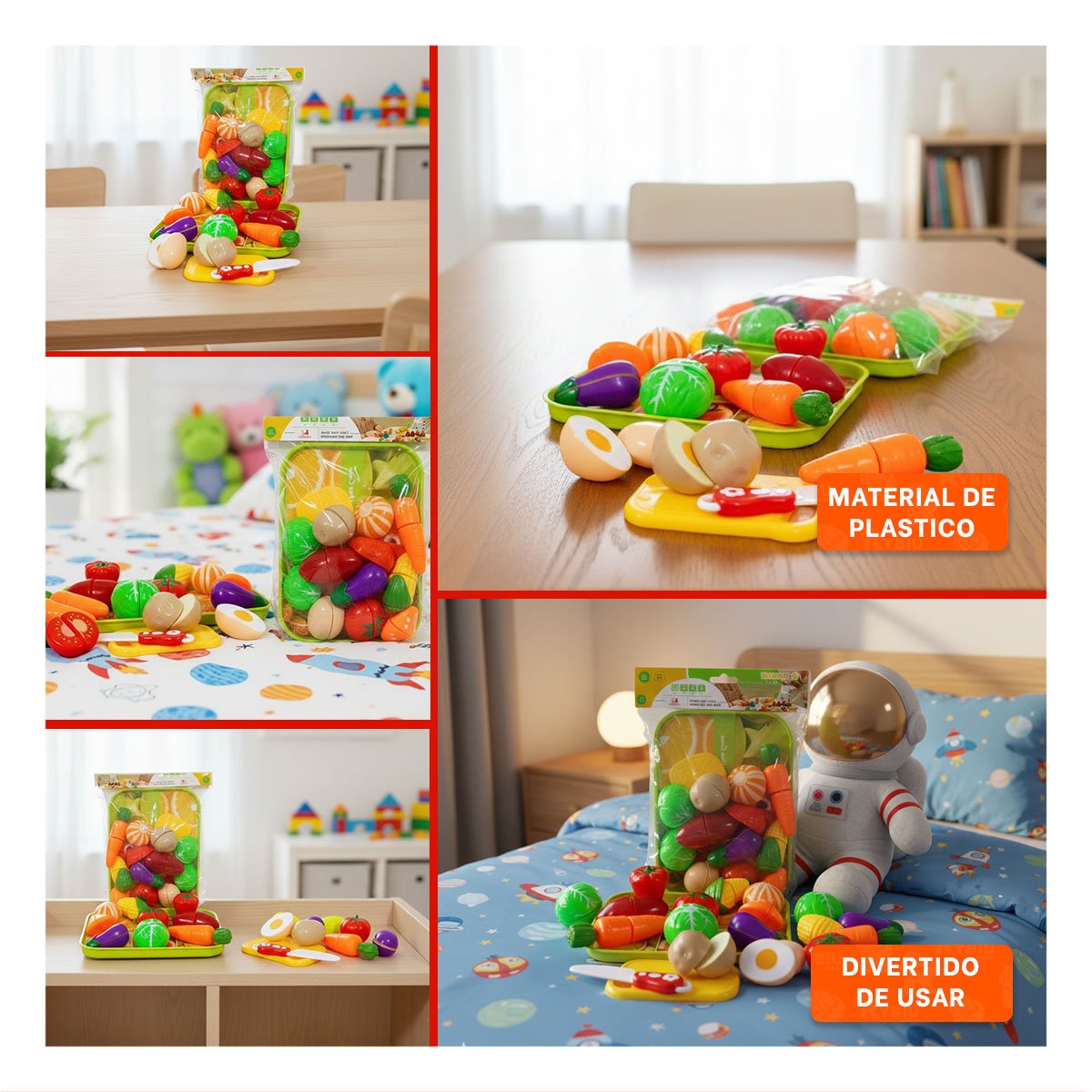 PACK2 COCINA PARA CORTAR VERDURAS CON TABLA Y BANDEJA PRACTICO HOGAR Y+PAPEL REGALO - 3