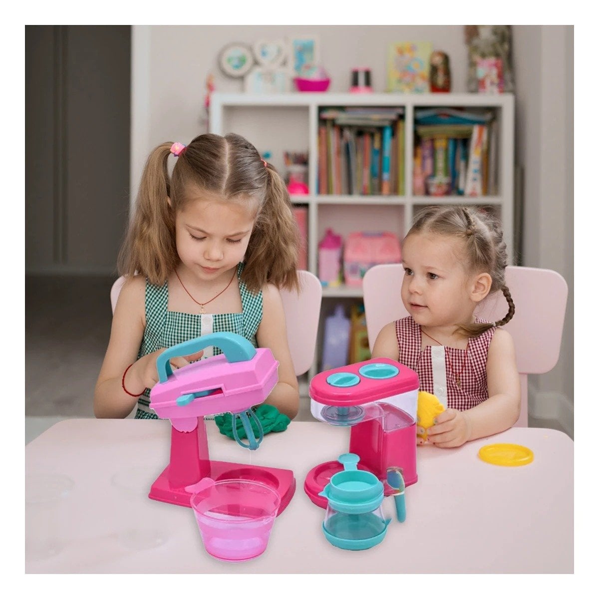 PACK4 SISTEMA COCINA JUGUETE CON CAFETERA Y BATIDORA ROSADO PARA HOGAR - 5