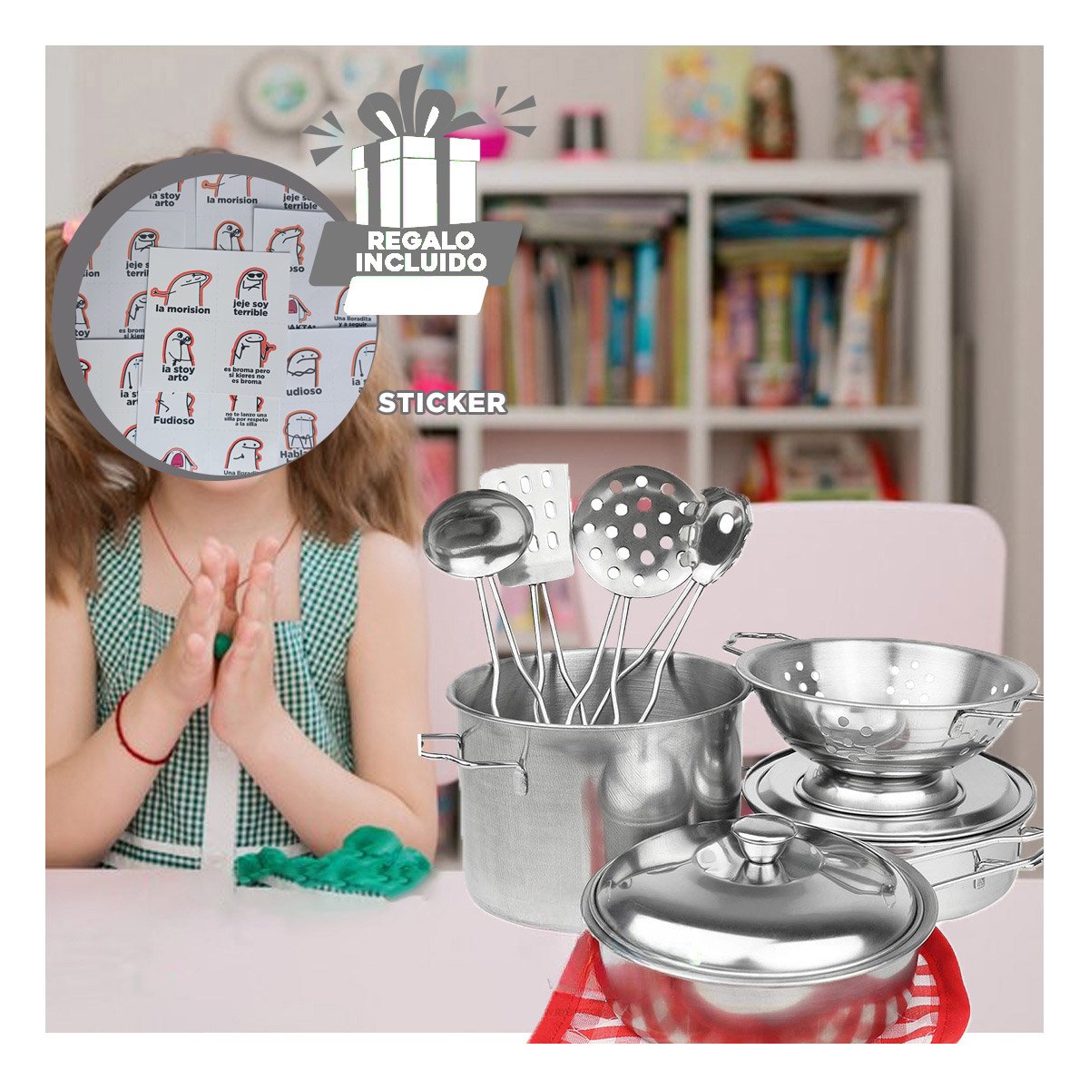 JUGUETE SET DE COCINA CON ACCESORIOS PARA DIVERSION Y+REGALO STICKER - 1