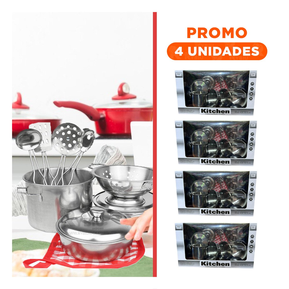 PACK4 COCINA INFANTIL CON ACCESORIOS PARA DIVERSION Y+REGALO STICKER - 1