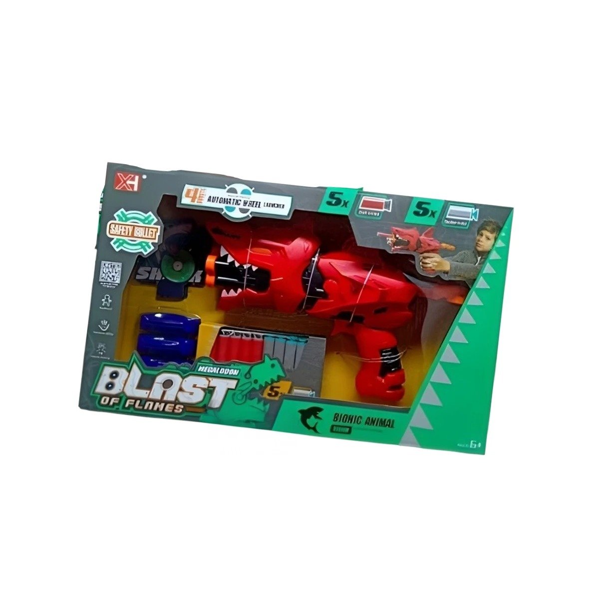 ACCESORIO LANZA DARDOS TIPO TIBURON EN CAJA COLOR ROJO PARA DIVERSION Y+PAPEL REGALO - 1