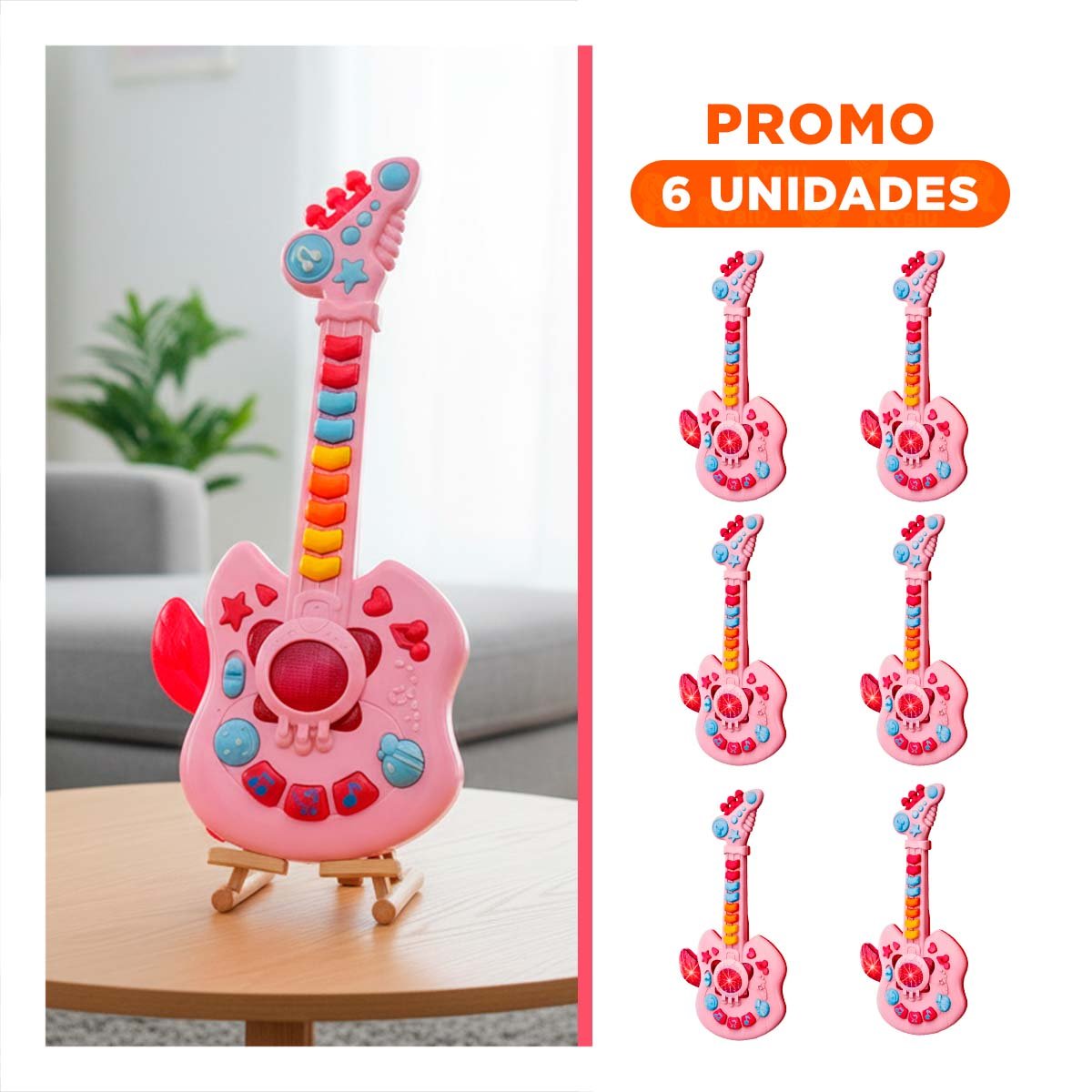 PACK6 DIDACTICA INFANTIL MUSICAL MANZANA ROSADO Y FUCSIA 37X13CM - 1
