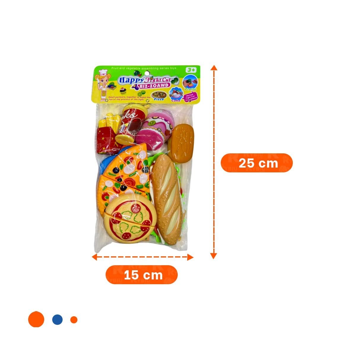 COMBO DIDACTICO DE PIZZA COMIDA RAPIDA PARA CORTAR CON PIEZAS DE SIMULACION Y+POST IT - 4
