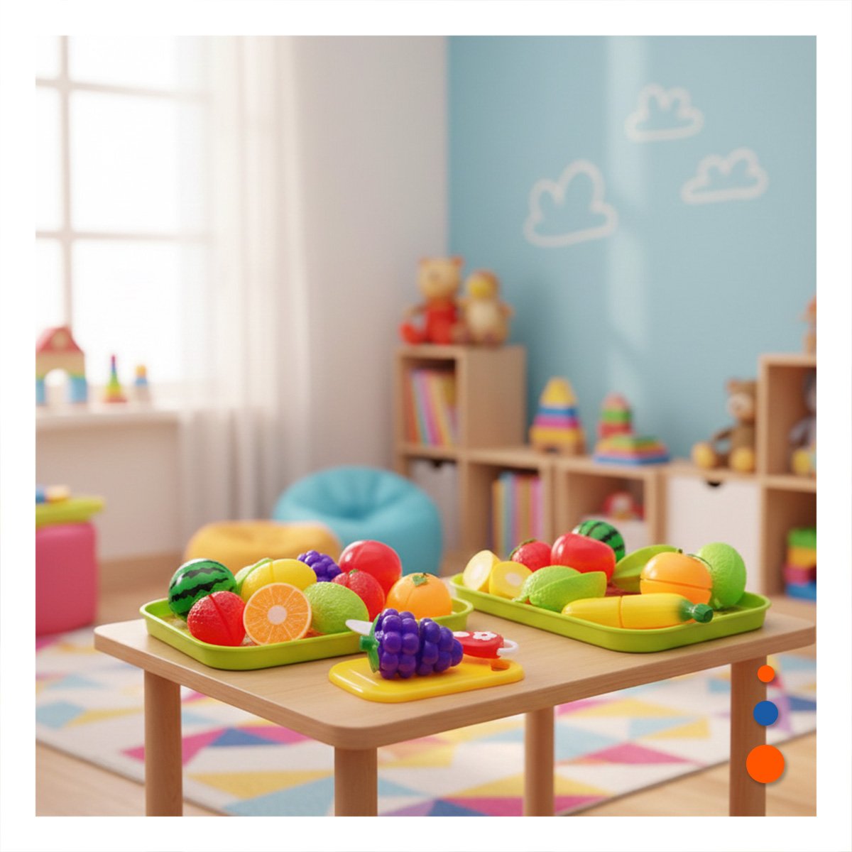 ARTICULO COCINA DE FRUTAS PARA CORTAR CON BANDEJA Y TABLA PARA PICAR Y+LIGAS REGALO - 1