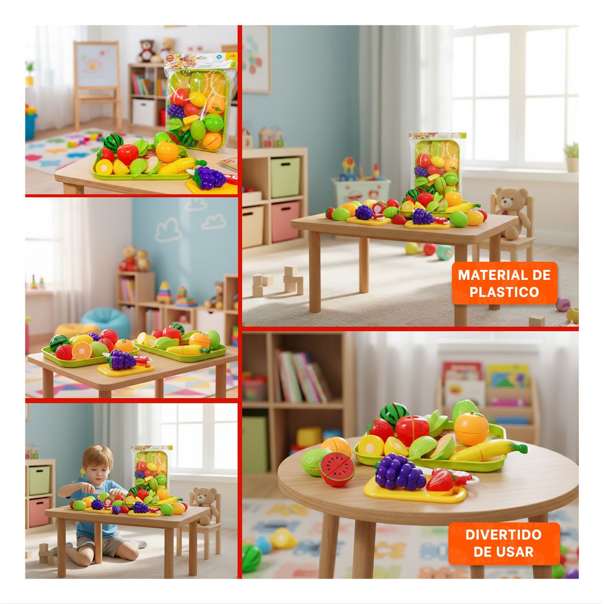 ARTICULO COCINA DE FRUTAS PARA CORTAR CON BANDEJA Y TABLA PARA PICAR Y+LIGAS REGALO - 5