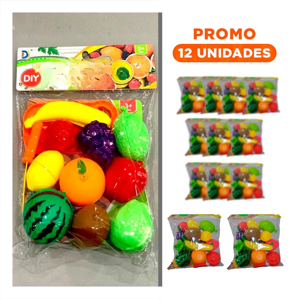 PACK12 PROPUESTA CREATIVA DE FRUTAS PARA CORTAR DIDACTICO CON TABLA PARA PICAR Y+REGALO STICKER - 1
