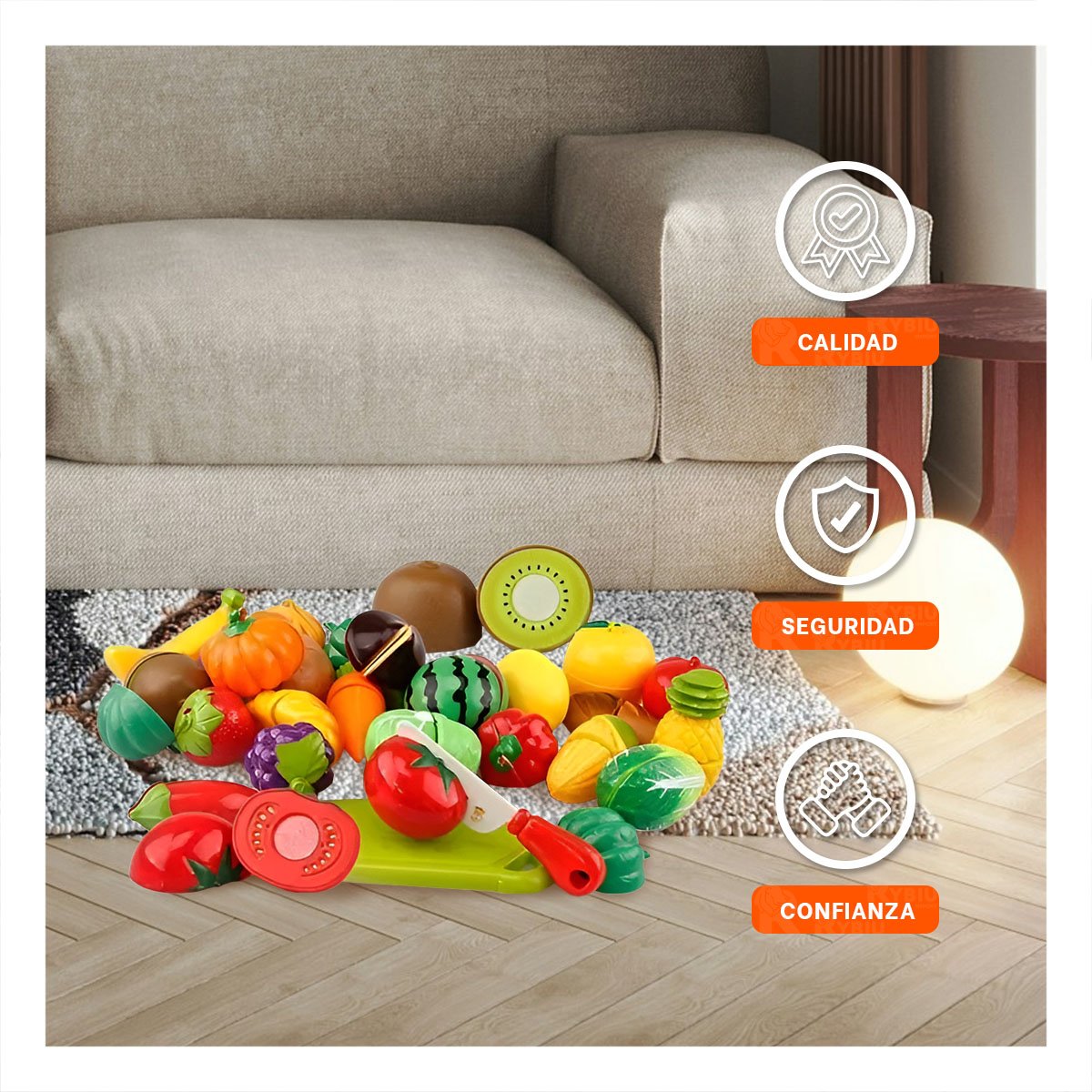 PACK6 PAQUETE DE COCINA DIDACTICO CON VERDURAS PARA CORTAR Y TABLA PARA PICAR Y+PAPEL REGALO - 2