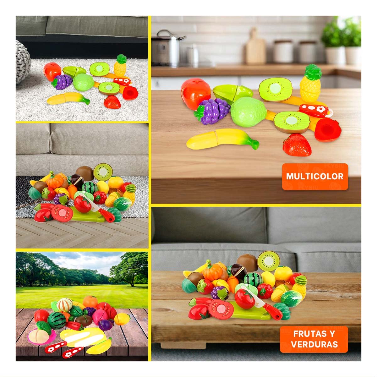 PACK6 PAQUETE DE COCINA DIDACTICO CON VERDURAS PARA CORTAR Y TABLA PARA PICAR Y+PAPEL REGALO - 3