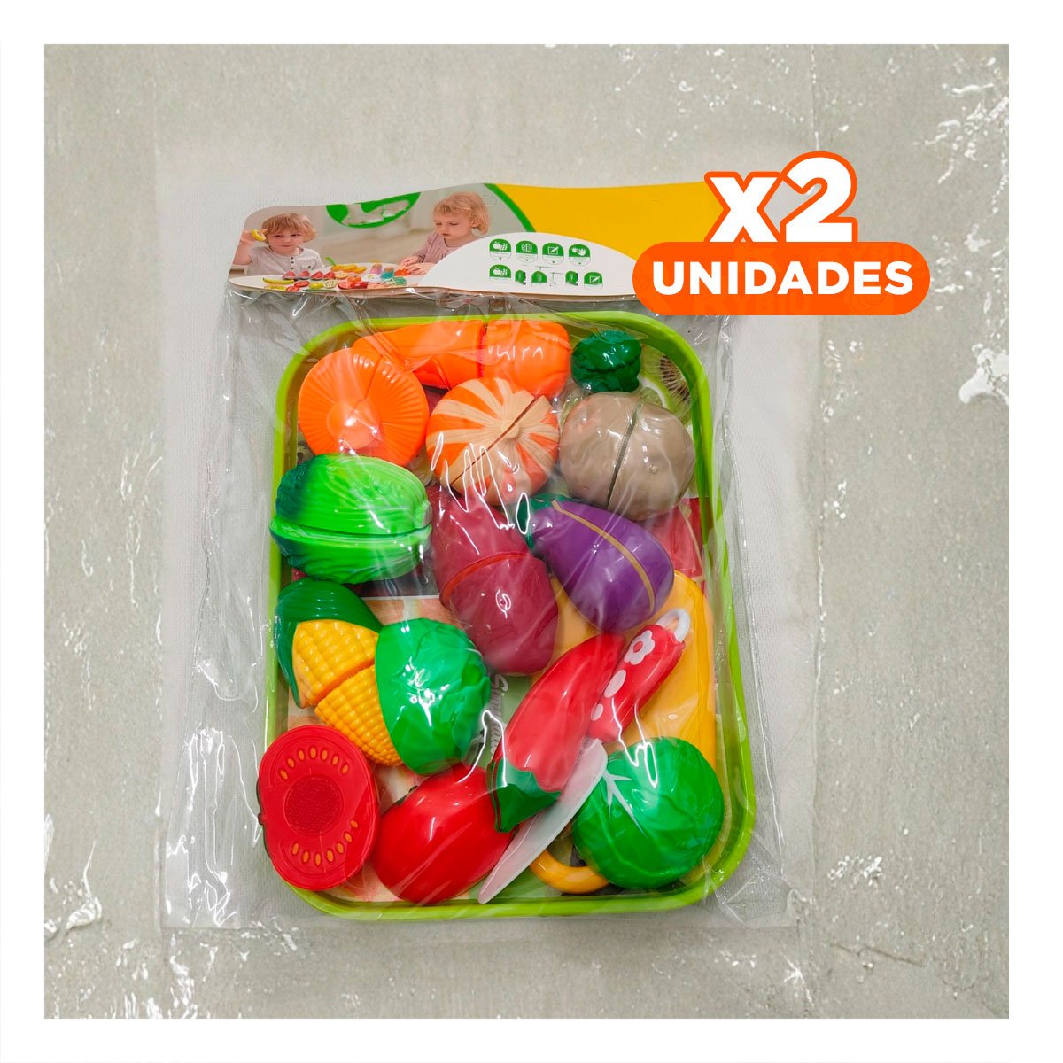 PACK2 CORTE PARA VERDURAS DE COCINA CON TABLA Y BANDEJA HOGAR Y+REGALO STICKER - 1