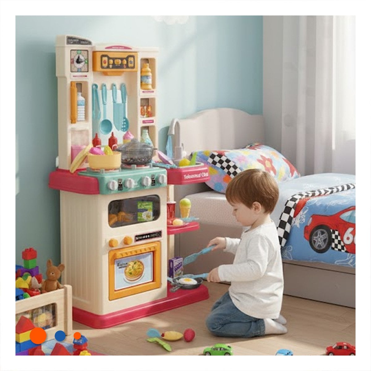 MESA DE COCINA ROSADO CON ACCESORIOS PARA JUEGO DE HOGAR Y DIVERSION Y+REGALO STICKER - 2