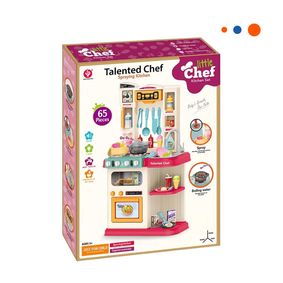 MESA DE COCINA ROSADO CON ACCESORIOS PARA JUEGO DE HOGAR Y DIVERSION Y+REGALO STICKER - 3