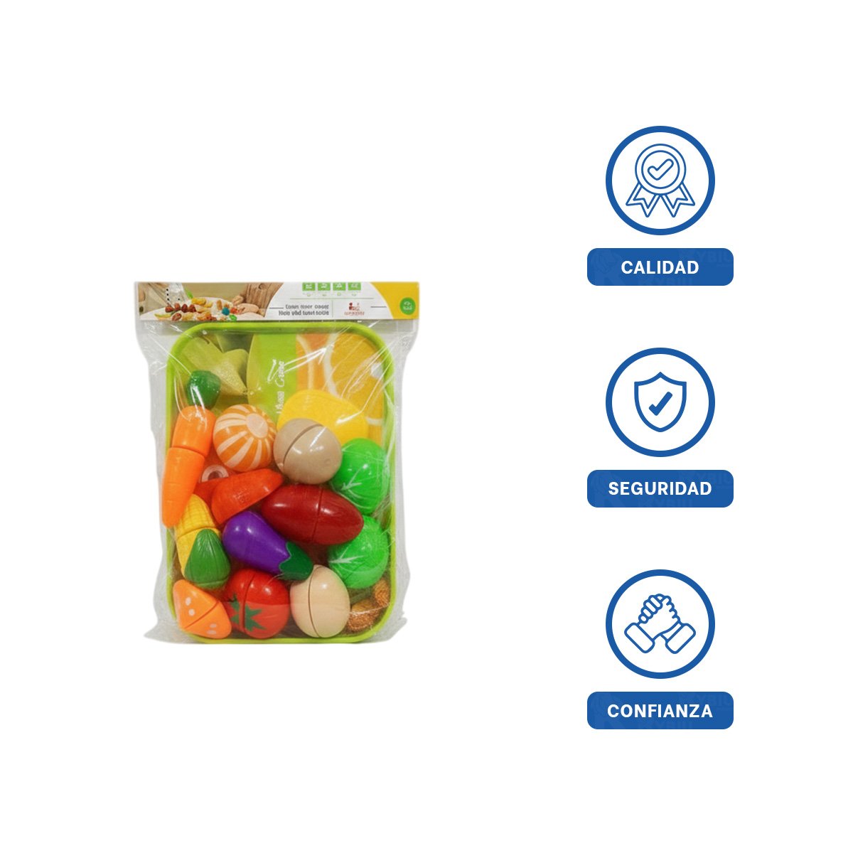 UTENSILIOS DE COCINA CON VERDURAS PARA CORTAR Y TABLA CON BANDEJA Y+LIGAS REGALO - 3