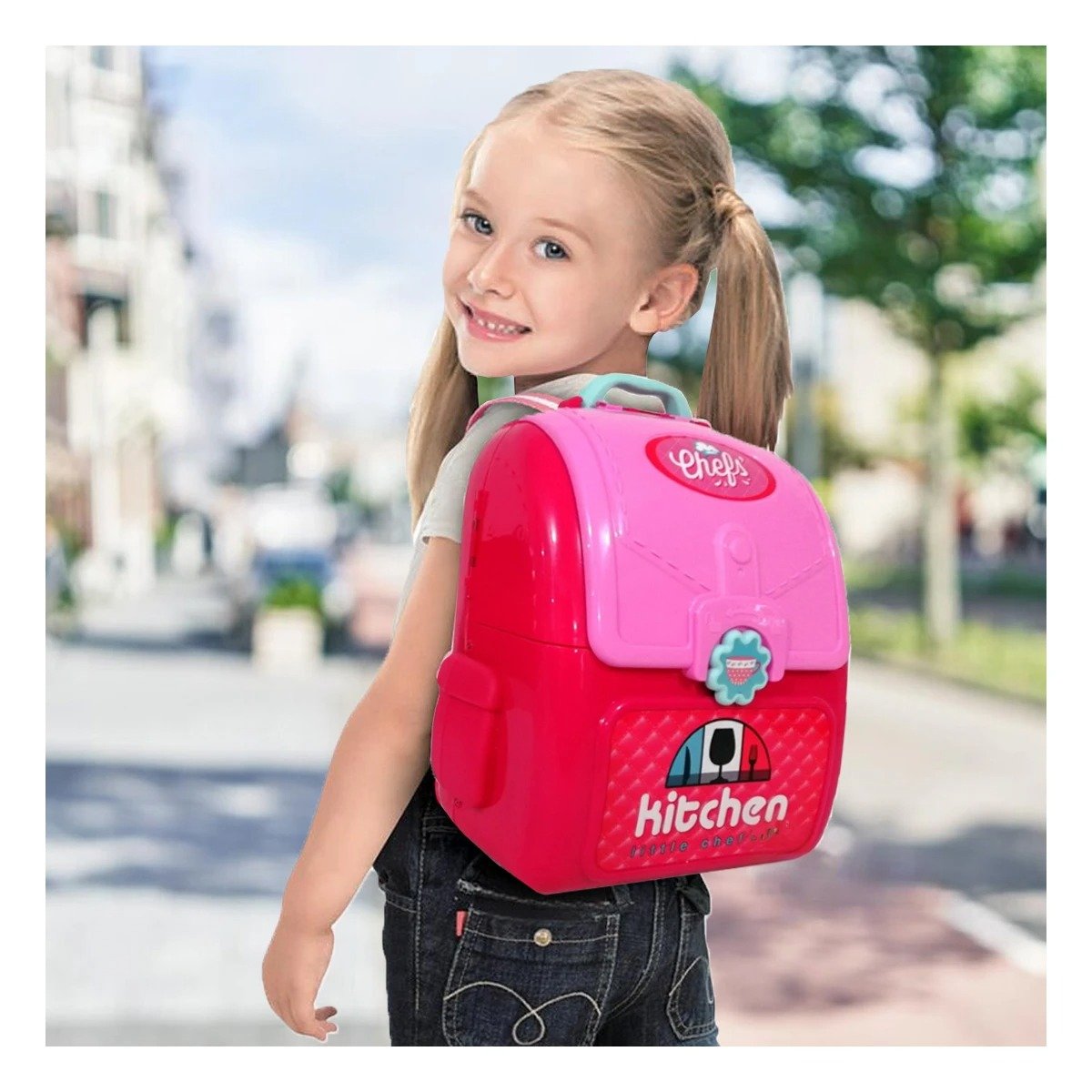 PACK6 JUEGO DE COCINA INFANTIL CON ACCESORIOS EN MALETA PARA NIÑOS PEQUENOS Y+PAPEL REGALO - 2