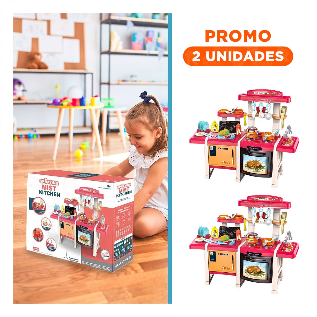 PACK2 AREA INFANTIL DE COCINA CON UTENSILIOS PARA JUEGO DIARIO - 1