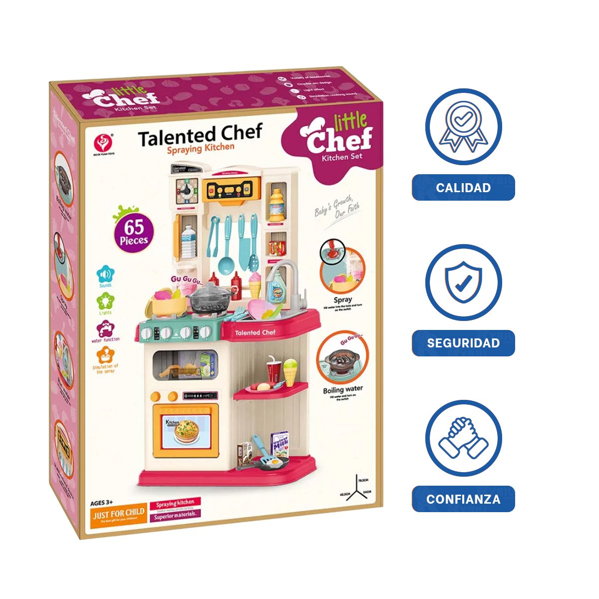 ESPACIO LUDICO DE COCINA ROSADO CON ACCESORIOS PARA JUEGO CREATIVO Y+LIGAS REGALO - 3