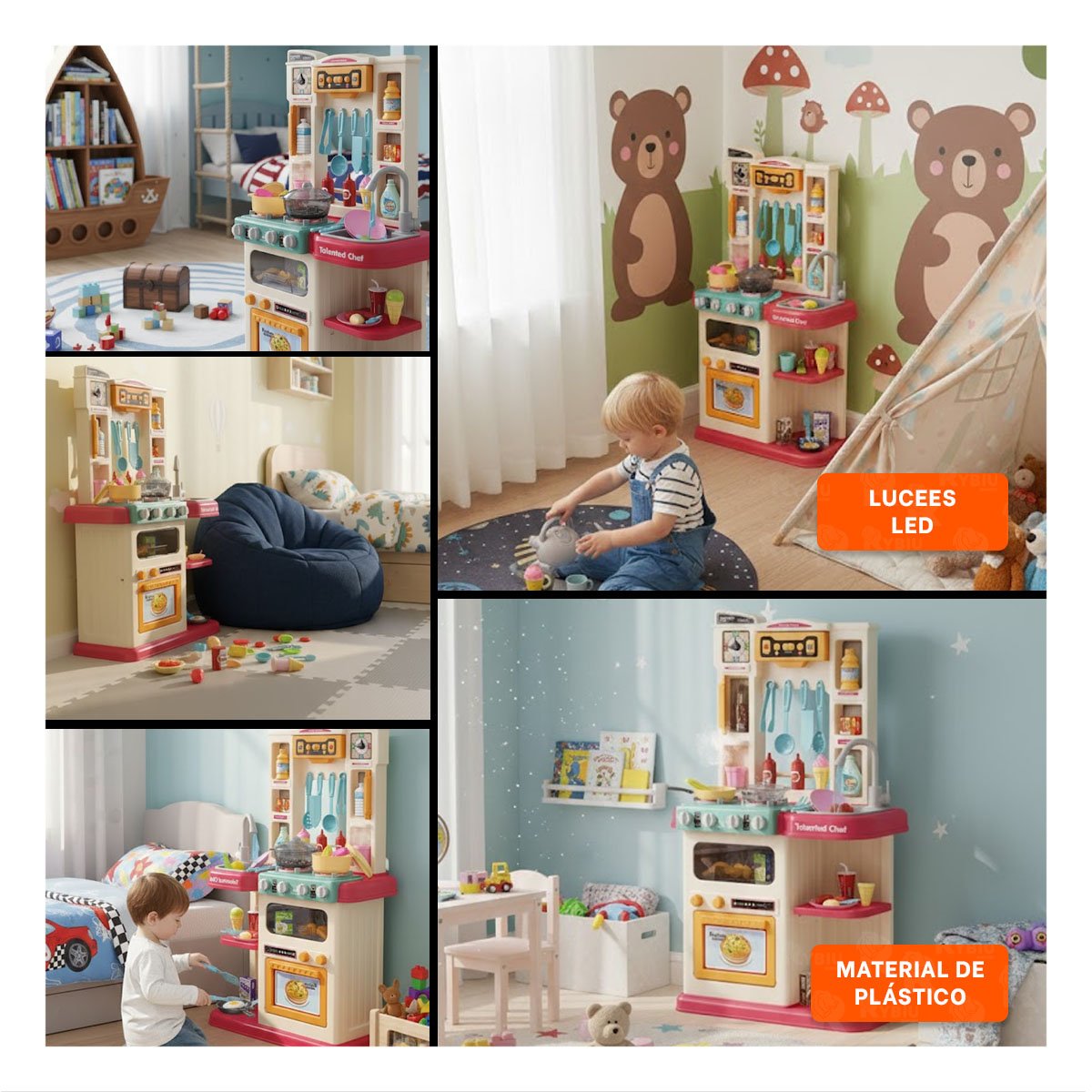 ESPACIO LUDICO DE COCINA ROSADO CON ACCESORIOS PARA JUEGO CREATIVO Y+LIGAS REGALO - 5