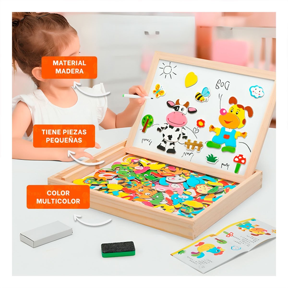 PACK6 SUPERFICIE MAGNETICA DE ANIMALES DIDACTICA 2 EN 1 MULTICOLOR PARA NINOS Y+PAPEL REGALO - 2