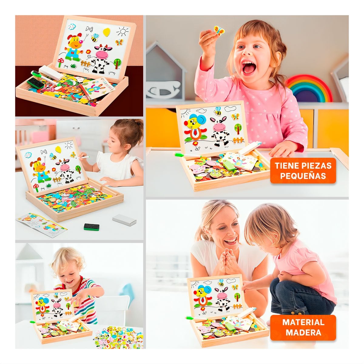 PACK6 SUPERFICIE MAGNETICA DE ANIMALES DIDACTICA 2 EN 1 MULTICOLOR PARA NINOS Y+PAPEL REGALO - 3