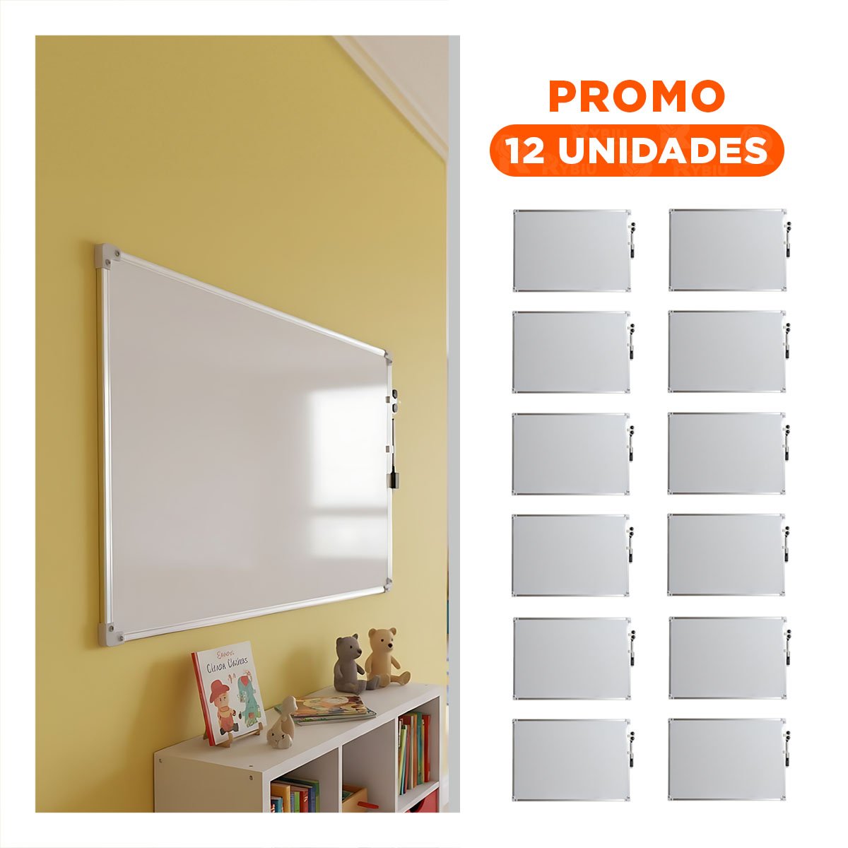PACK12 ELEMENTO BLANCO 25X35CM CON MARCO METAL PARA USO PRACTICO EN HOGAR Y+REGALO STICKER - 1