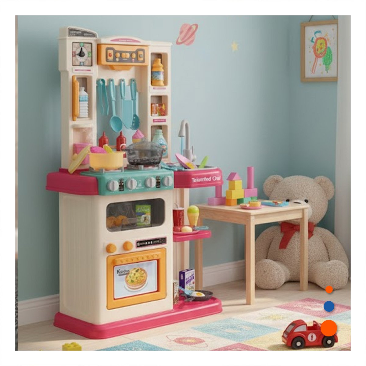 ZONA DE COCINA ROSADO CON ACCESORIOS PARA JUEGO CREATIVO DE HOGAR Y+PAPEL REGALO - 2
