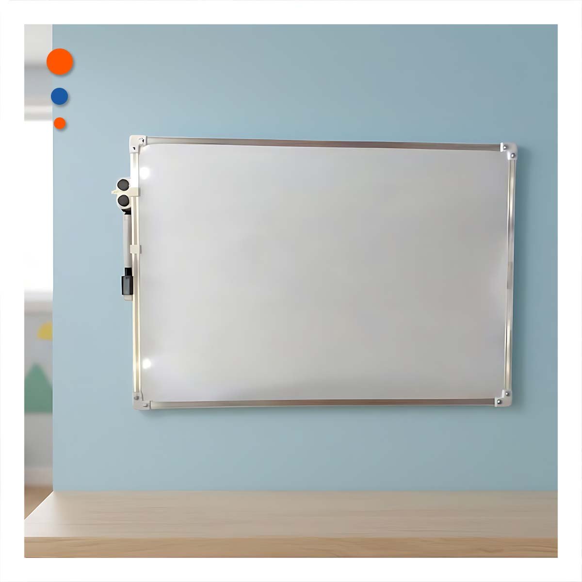SUPERFICIE BLANCA PRACTICA 25X35CM CON BORDE METAL PARA OFICINA - 1